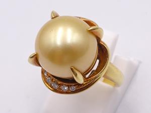 K18 パール 約11.4mm ダイヤ 0.12ct リング 8.5g